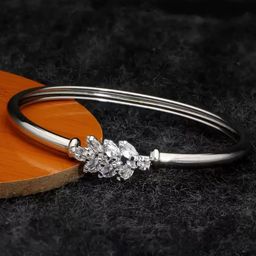 ASMITTA JEWELLERY Silver-Plated Cubic Zirconia Kada Bracelet-image-76
