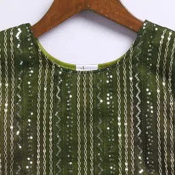 JBN Creation Girls Embroidered Regular Sequinned Kurta with Sharara & With Dupatta image 3