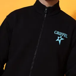 GRIFFEL Men Graphic Printed Front-Open Sweatshirt image 2