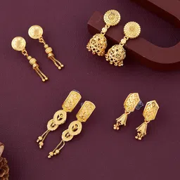 Anouk Set Of 4 Gold-Plated Ghungroo Beaded Dome Shaped Jhumkas-picture-21