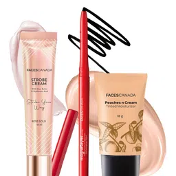 FACES CANADA Set Of 3 Tinted Moisturizer-18 g, Strobe Cream-18ml & Magneteyes Kajal-0.35 g-17