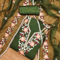 LeeliPeeri Designer Floral Embroidered Cotton Unstitched Dress Material-image-80