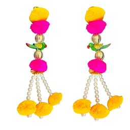 PUFFSMART 2-Pcs Pink & Yellow Textured Parrot Toran Hangings-31