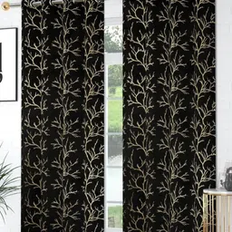 Galaxy Home Decor Black 2 Pieces Floral Room Darkening Door Curtain-image-72