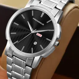 Provogue Men Brass Dial & Stainless Steel Wrap Around Straps Analogue Watch PR-GR016-BLK-CH-44