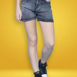 KATLINE Women Denim Outdoor Mid-Rise Denim Shorts-picture-6