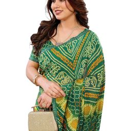 Moda Rapido Bandhani Beads and Stones Poly Georgette Saree-image-2