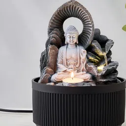 Home Centre Corsica Alpine Brown Buddha Fountain With T-Light Holder-29