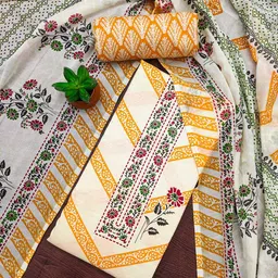 Maroosh Floral Embroidered Fancy Diamond Cotton Unstitched Dress Material-image-77