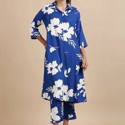 BLACK & BLAH BLAH Floral Printed A Line Kurta with Palazzos-picture-13