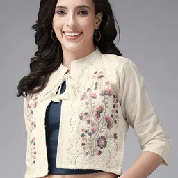 CORSICA Floral Embroidered Lightweight Crop Jacket-image-60