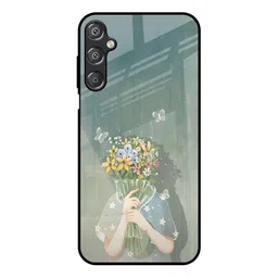 QRIOH Floral Printed Samsung Galaxy M15 5G Glass Back Case Mobile Accessories-picture-49