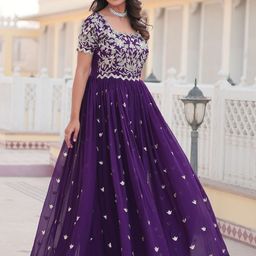 KALINI Women Georgette Embriodery Sequience Work Ethnic Dresses-image-34
