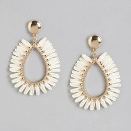 Forever New Gold Plated Woven Teardrop Shaped Drop Earrings-45