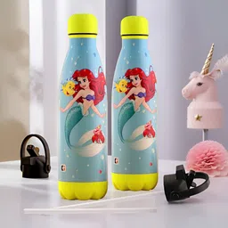 YK Blue & Yellow Set of 2 Stainless Steel Printed Water Bottle-image-41