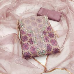 Blissta Floral Printed Beads And Stones Unstitched Dress Material-image-97
