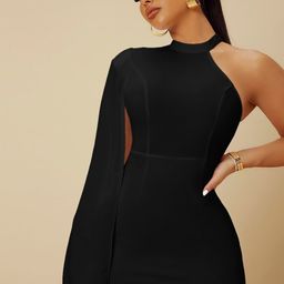 Kotty Women Solid Batwing Sleeves Bodycon Mini Dress-image-66