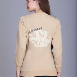 Roadster Women Beige Round Neck Printed Long Sleeves Cotton Pullover Sweatshirt-picture-31