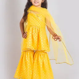 Tangerine Closet Girls Floral Printed Regular Kurti with Sharara & With Dupatta-image-77