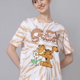 Free Authority Women Garfield Dyed Round Neck Cotton Relaxed Fit T-shirt-image-16