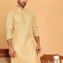 Jompers Striped Mandarin Collar Pure Cotton Straight Kurtas-picture-45