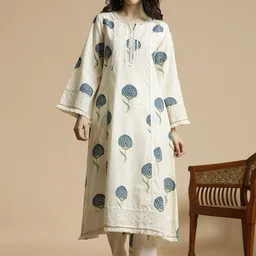 Anouk Women Floral Printed Regular Thread Work Pure Cotton Kurta with Palazzos-image-99