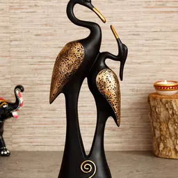 eCraftIndia Black & Gold-Toned Loving Swan Couple Decorative Showpiece-picture-18