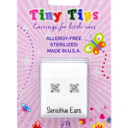 STUDEX Stainless Steel Silver-Plated Cubic Zirconia Studded Square Shaped Studs-15
