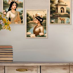 Kotart Brown & Blue 3 Pieces Wooden Religious Wall Arts-picture-36
