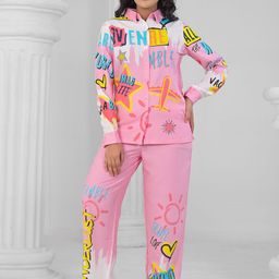 ROOHANIYAT Printed Long Sleeves Shirt & Trousers Co-Ord Set-44