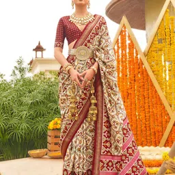 Anouk Ethnic Motifs Zari Woven Design Designer Patola Saree-image-16