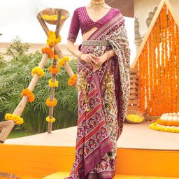 Anouk Ethnic Motifs Zari Woven Design Designer Patola Saree-image-112