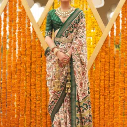 Anouk Ethnic Motifs Printed Designer Patola Saree-36