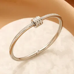 GOLDIWALA Women Cubic Zirconia Silver-Plated Bangle-Style Bracelet-28