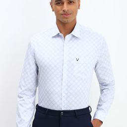 Allen Solly Men Spread Collar Tartan Checked Cotton Slim Fit Formal Shirt-image-92