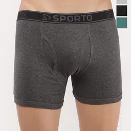 Sporto by Macho Men Pack Of 4 Outer Elastic Cotton Short Trunks-picture-6