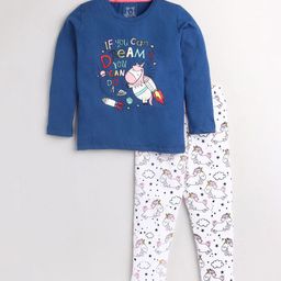 YK Girls Graphic Printed Full Sleeve Round Neck Pure Cotton Night suit-image-20