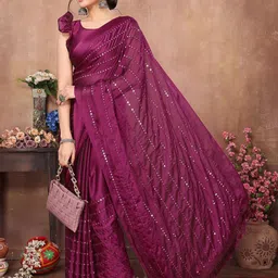 Lookmark Embellished Mirror Work Pure Georgette Saree-picture-13