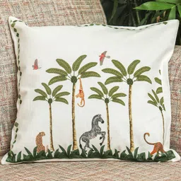 Sangria Green & Off White Floral Square Cushion Covers-picture-19