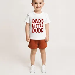 Kids printed Little dude T-shirts shorts set-4