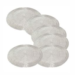 PRISHA INDIA CRAFT 6-Pcs White Beaded Glass Round Table Placemats-image-11
