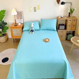 JC HOME Turquoise Blue 140 TC King Bedsheet Set 2.45 m x 2 m-image-62