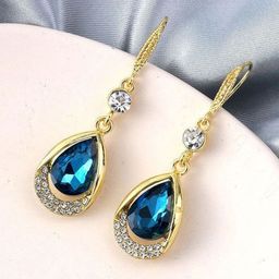 Celestria Contemporary Artificial Stones Studded Drop Earrings-48