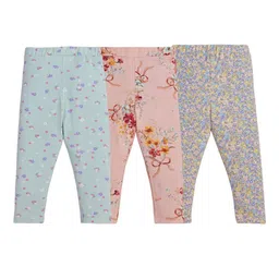 JusCubs Infant Girls Pack Of 3 Printed Cotton Ankle Length Leggings-30
