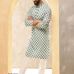 SOJANYA Men Embroidered Regular Thread Work Kurta with Pyjamas image 4