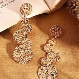 Priyaasi Gold Plated Artificial Stones and Beads Beaded Circular Drop Earrings-11