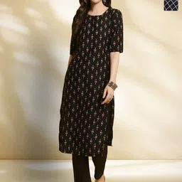 HERE&NOW Women Pack Of 2 Ethnic Motifs Print Crepe Kurta-image-8