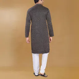 Pulseiq Men Geometric Embroidered Festive Straight Kurta-image-60
