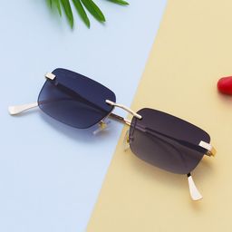 Ted Smith Unisex Grey Lens & Gold-Toned Square Sunglasses with UV Protected Lens-24