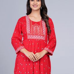 SkyaSia Ethnic Printed Tunic With Gathers In The Front-2